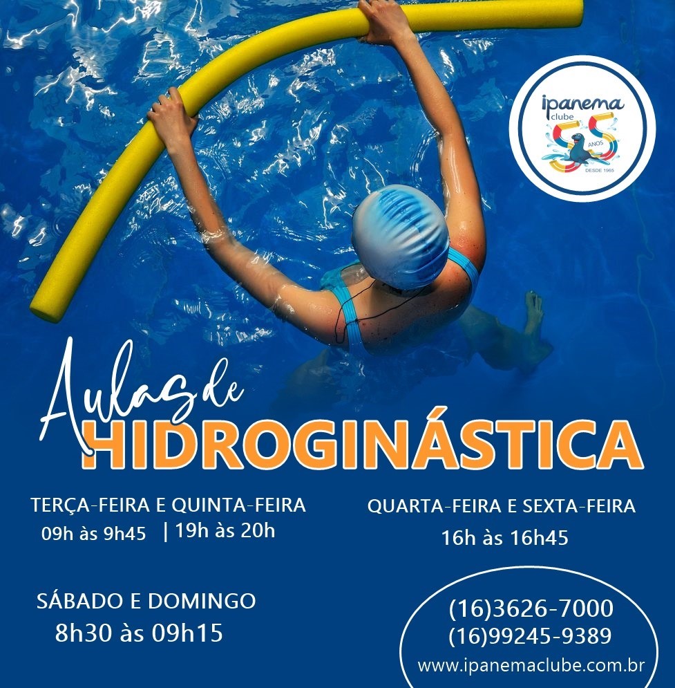 As aulas de hidroginástica no clube retornam neste sábado, 15/01, das 8h30 às 9h15.